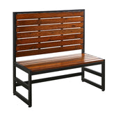 Modern Mahogany Pinewood Slat Booths with Black Metal Frame