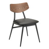 Metal Upholstered Dining Side Chair with Wood Back