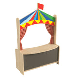 Bright Beginnings Wooden Puppet Theater with Removable Curtains and Bottom Magnetic Chalkboard, Natural