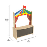 Bright Beginnings Wooden Puppet Theater with Removable Curtains and Bottom Magnetic Chalkboard, Natural