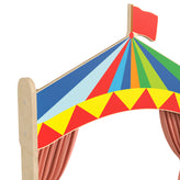 Bright Beginnings Wooden Puppet Theater with Removable Curtains and Bottom Magnetic Chalkboard, Natural