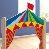 Bright Beginnings Wooden Puppet Theater with Removable Curtains and Bottom Magnetic Chalkboard, Natural