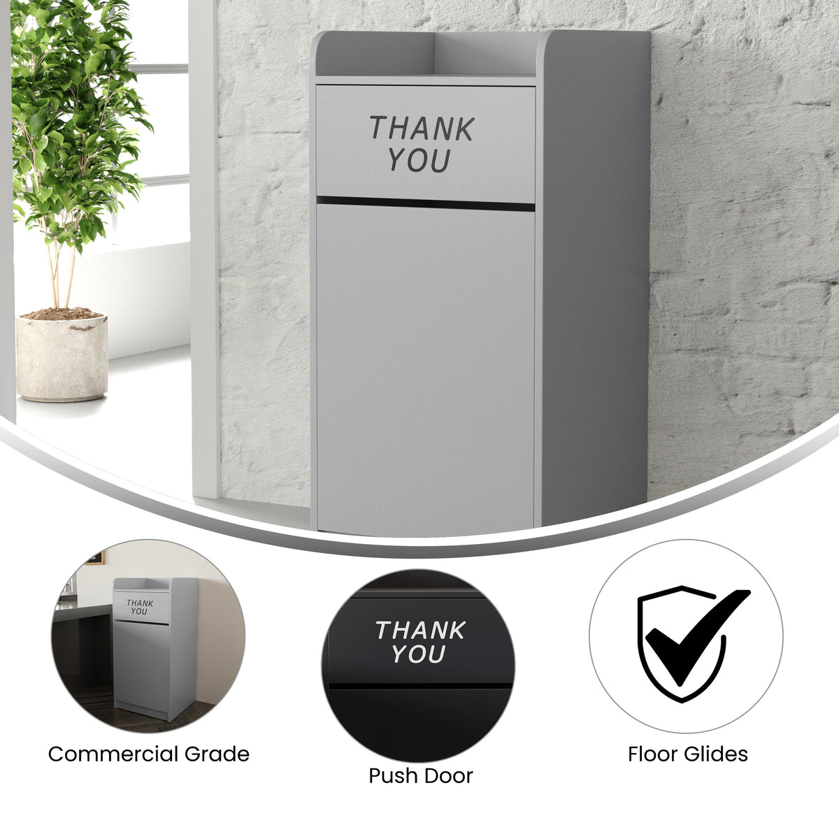 Sony Wood Tray Top Receptacle in Gray