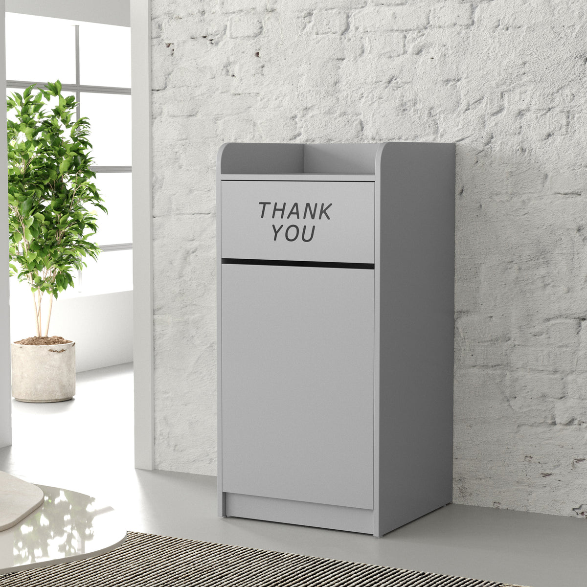 Sony Wood Tray Top Receptacle in Gray