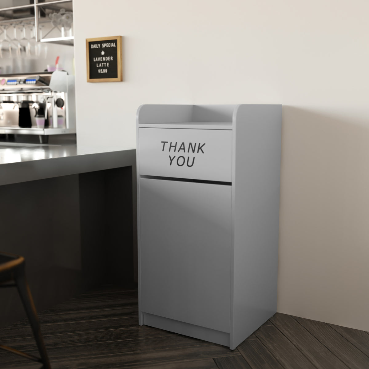 Sony Wood Tray Top Receptacle in Gray
