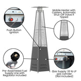 Sol Patio Outdoor Heating-Slate Gray Stainless Steel Pyramid 42,000 BTU Propane Heater with Wheels for Commercial & Residential Use