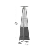 Sol Patio Outdoor Heating-Slate Gray Stainless Steel Pyramid 42,000 BTU Propane Heater with Wheels for Commercial & Residential Use