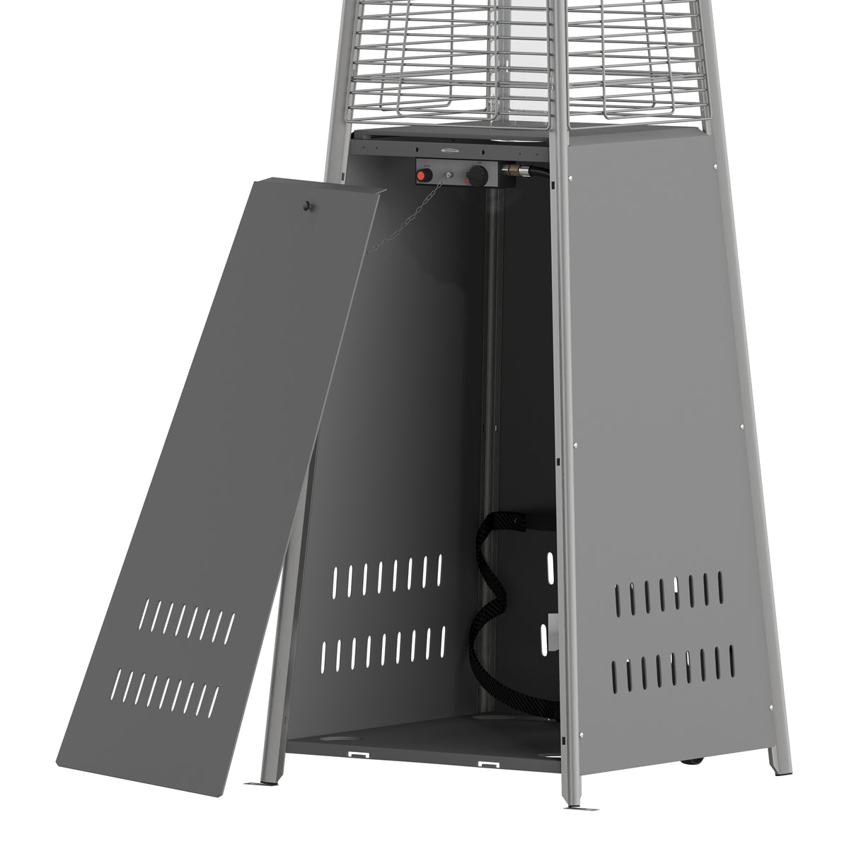 Sol Patio Outdoor Heating-Slate Gray Stainless Steel Pyramid 42,000 BTU Propane Heater with Wheels for Commercial & Residential Use