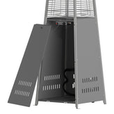 Sol Patio Outdoor Heating-Slate Gray Stainless Steel Pyramid 42,000 BTU Propane Heater with Wheels for Commercial & Residential Use
