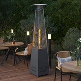Sol Patio Outdoor Heating-Slate Gray Stainless Steel Pyramid 42,000 BTU Propane Heater with Wheels for Commercial & Residential Use