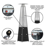 Sol Patio Outdoor Heating-Black Stainless Steel Pyramid 42,000 BTU Propane Heater with Wheels for Commercial & Residential Use