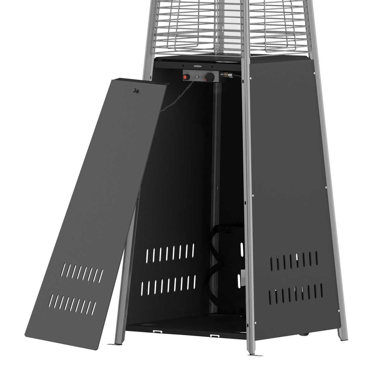 Sol Patio Outdoor Heating-Black Stainless Steel Pyramid 42,000 BTU Propane Heater with Wheels for Commercial & Residential Use