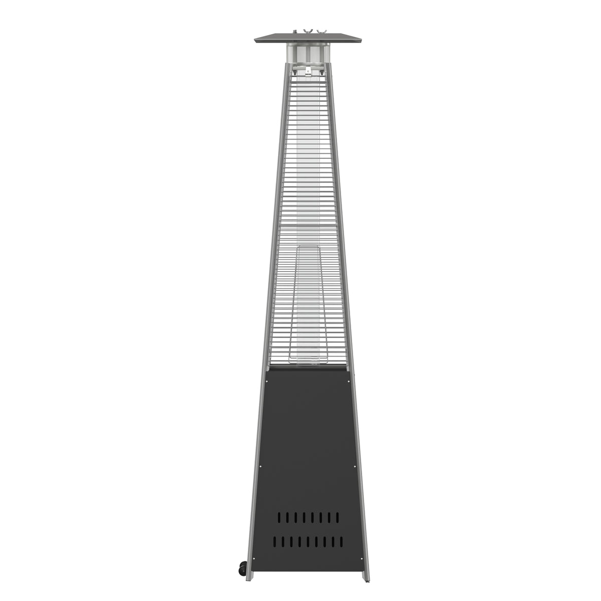 Sol Patio Outdoor Heating-Black Stainless Steel Pyramid 42,000 BTU Propane Heater with Wheels for Commercial & Residential Use
