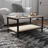 Finley Modern Industrial 2 Tier Rectangular Metal and Driftwood Coffee Table
