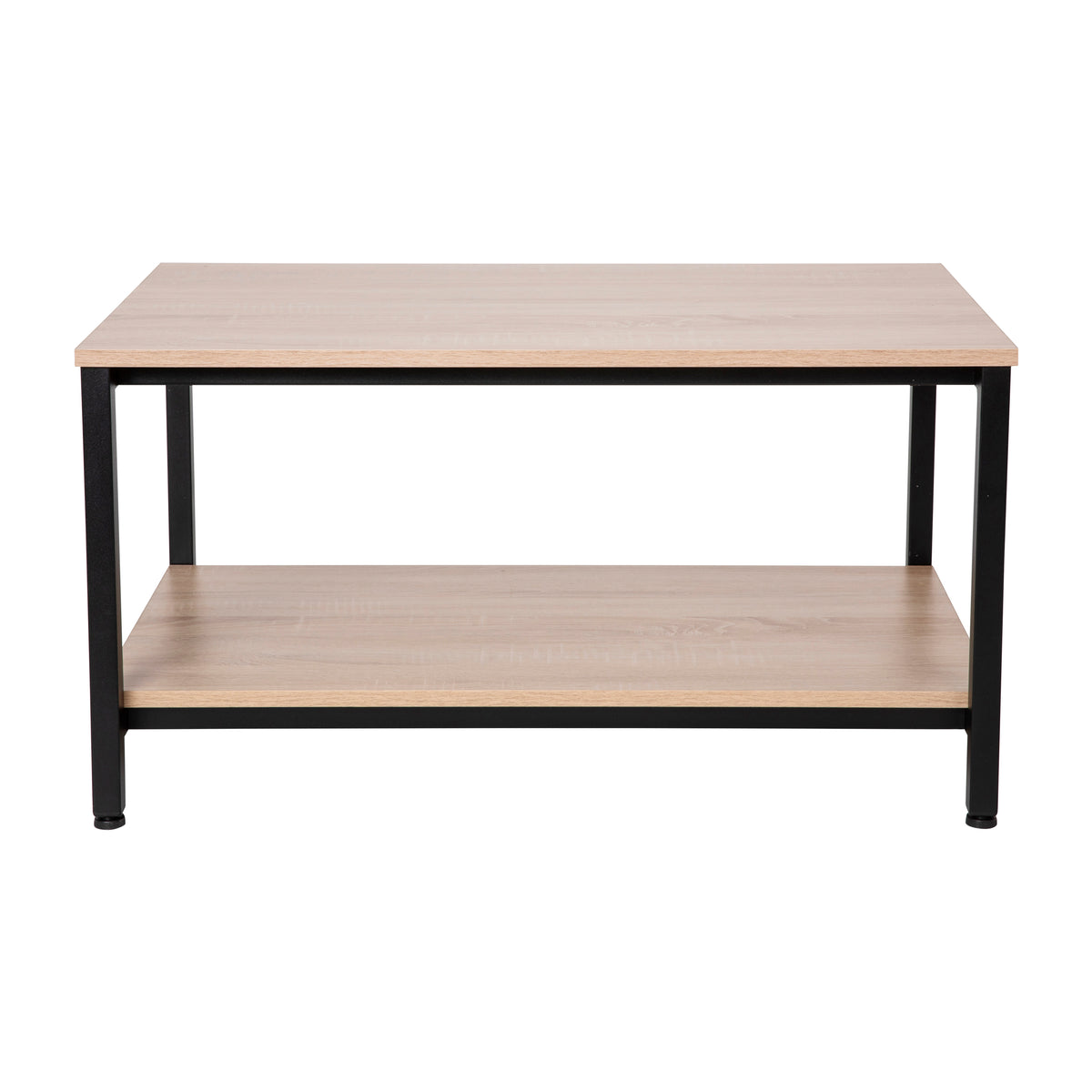 Finley Modern Industrial 2 Tier Rectangular Metal and Driftwood Coffee Table
