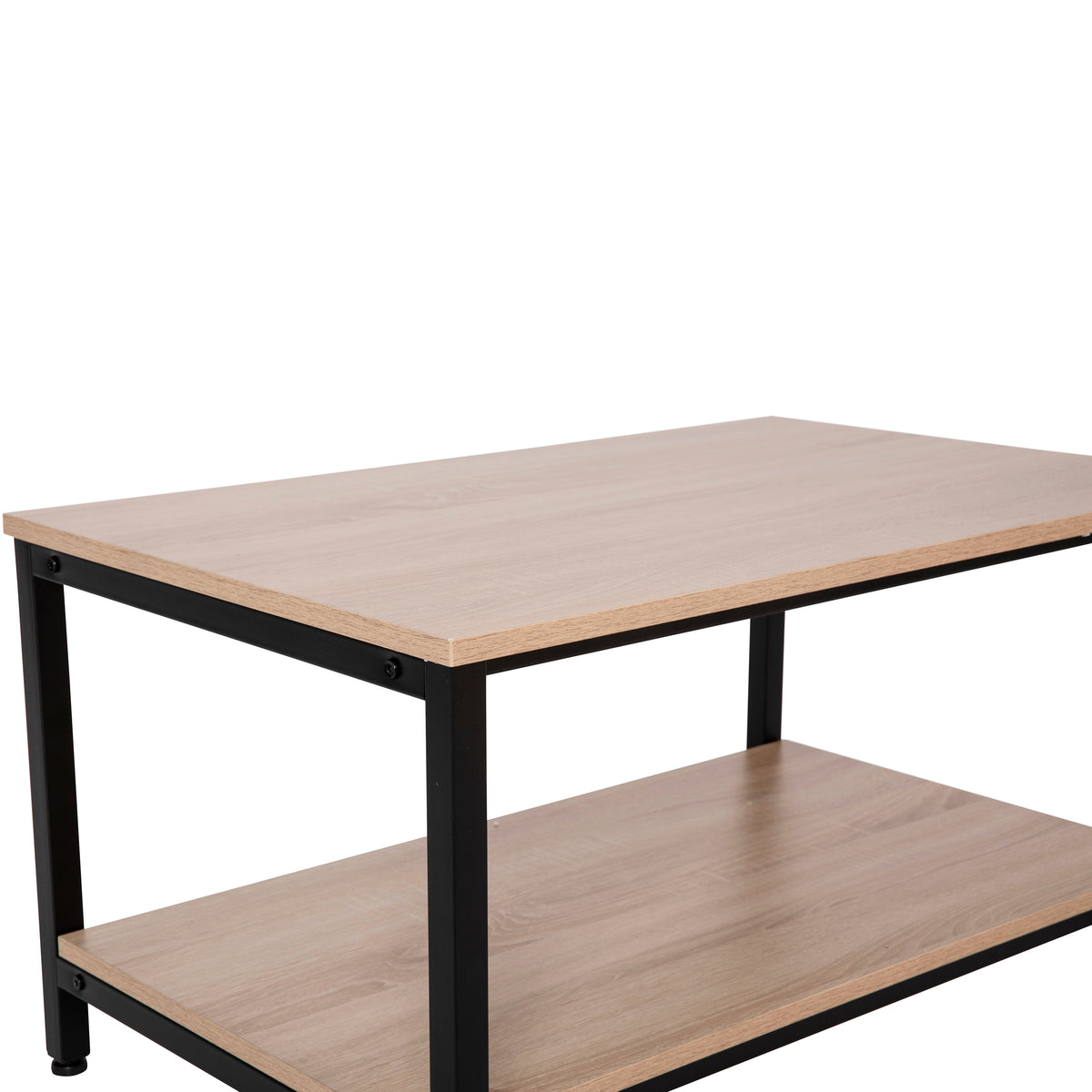 Finley Modern Industrial 2 Tier Rectangular Metal and Driftwood Coffee Table