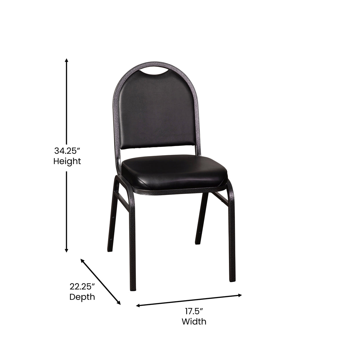 HERCULES Series Commercial Grade 500 LB. Capacity Dome Back Stacking Banquet Chair in Black Vinyl with Silver Vein Metal Frame