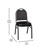 HERCULES Series Commercial Grade 500 LB. Capacity Dome Back Stacking Banquet Chair in Black Vinyl with Silver Vein Metal Frame