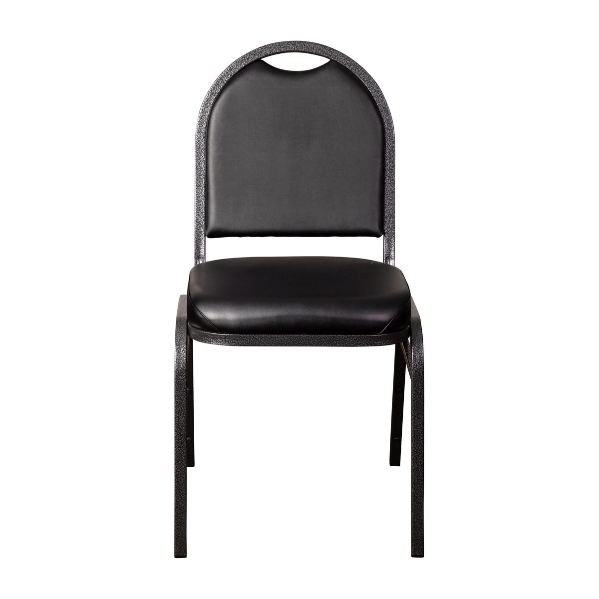 HERCULES Series Commercial Grade 500 LB. Capacity Dome Back Stacking Banquet Chair in Black Vinyl with Silver Vein Metal Frame