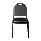HERCULES Series Commercial Grade 500 LB. Capacity Dome Back Stacking Banquet Chair in Black Vinyl with Silver Vein Metal Frame