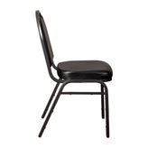 HERCULES Series Commercial Grade 500 LB. Capacity Dome Back Stacking Banquet Chair in Black Vinyl with Silver Vein Metal Frame