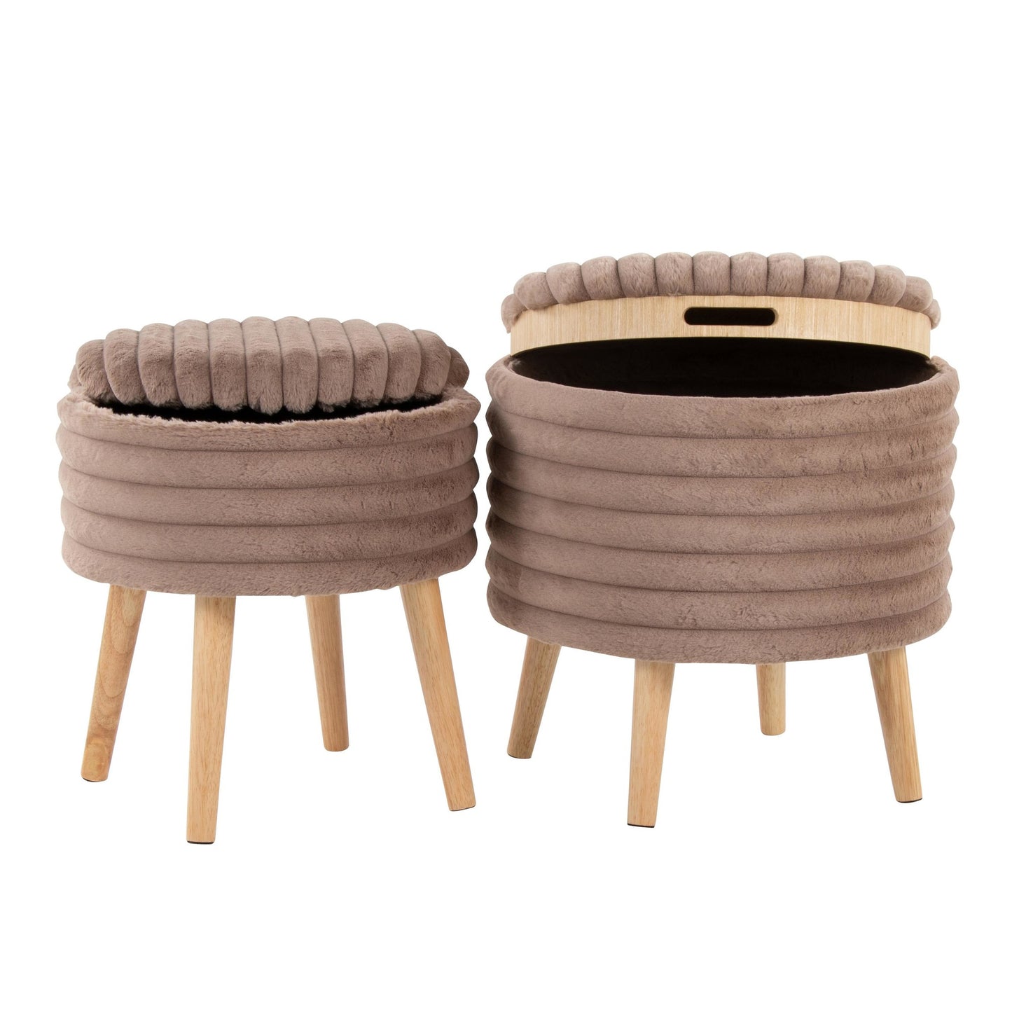 Tray Plush Storage Ottoman Set