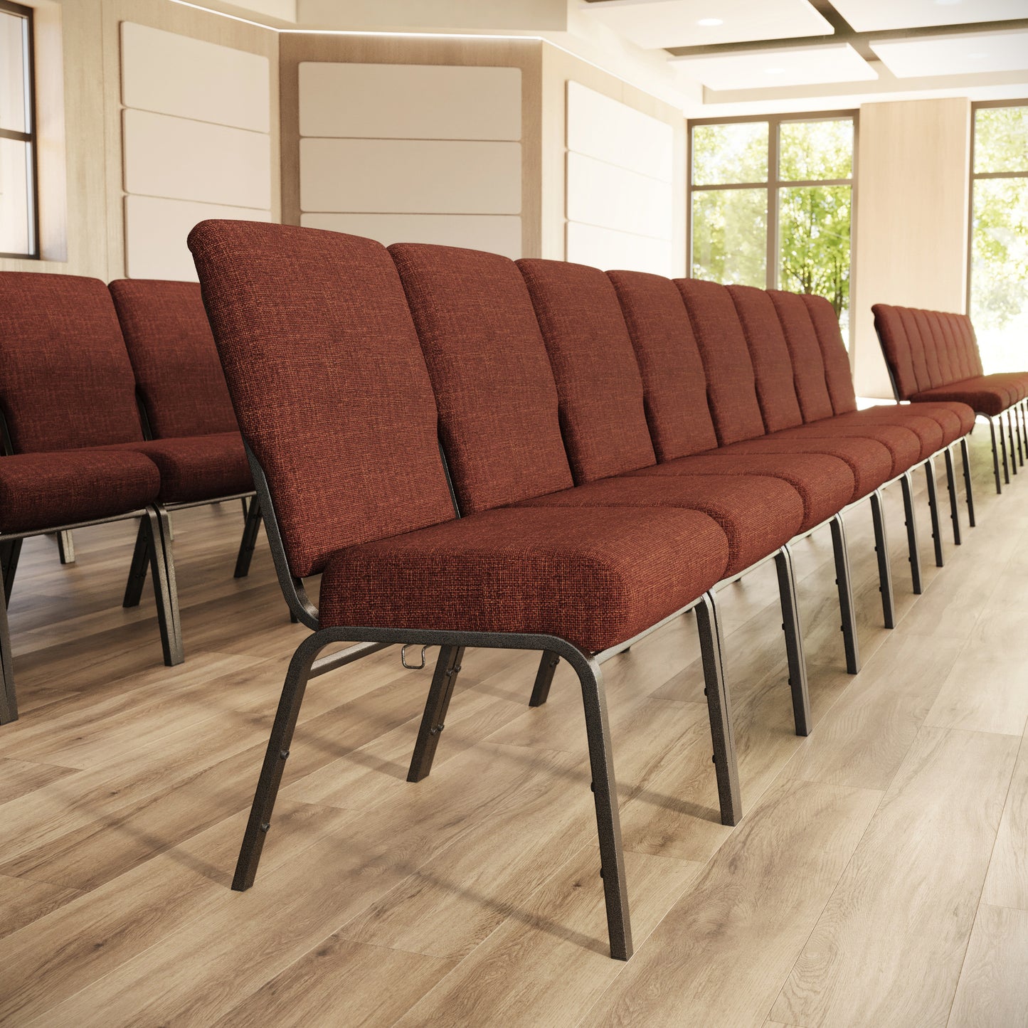 Advantage 20.5 in. Cinnamon Molded Foam Church Chair