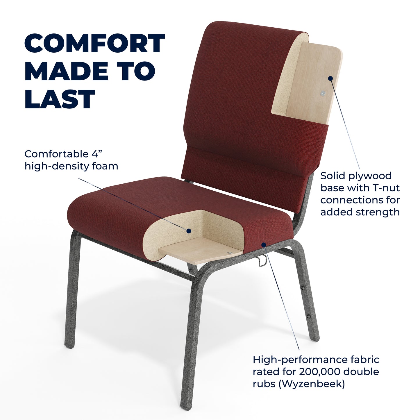 Advantage Maroon Church Chair 20.5 in. Wide