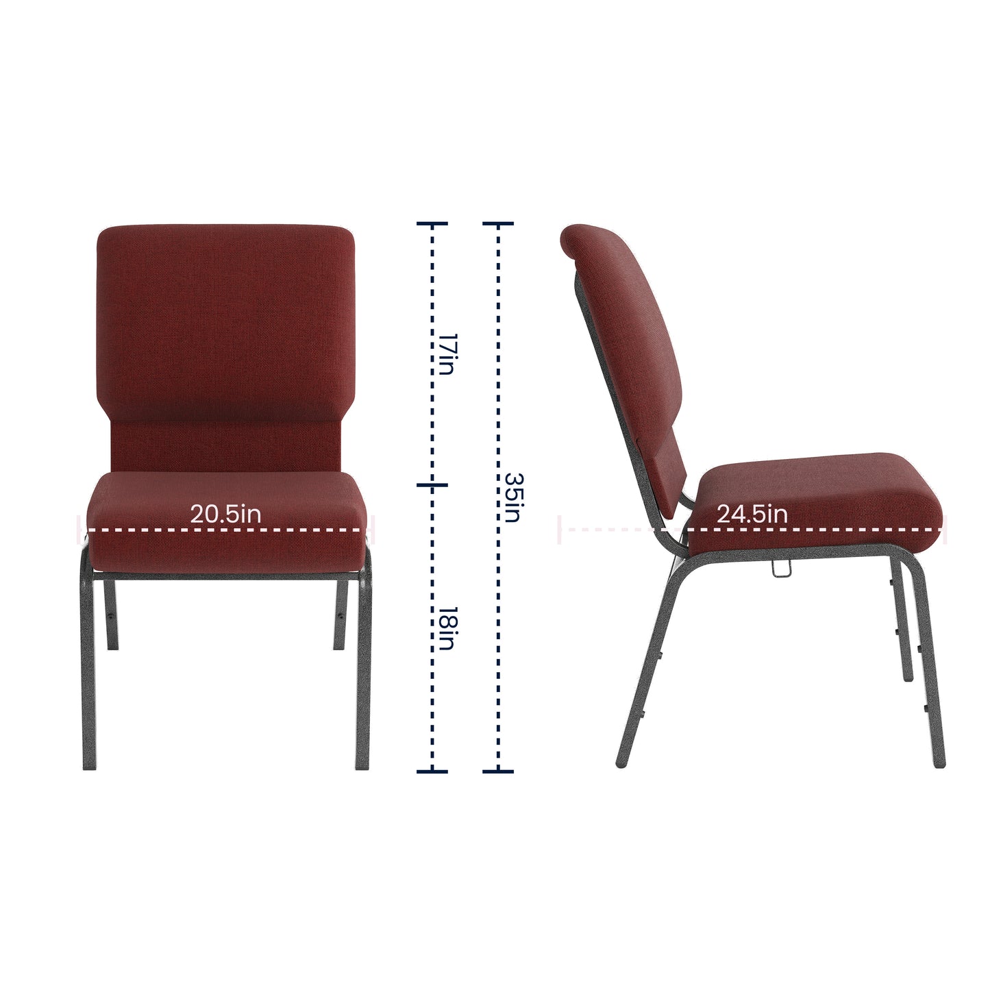 Advantage Maroon Church Chair 20.5 in. Wide