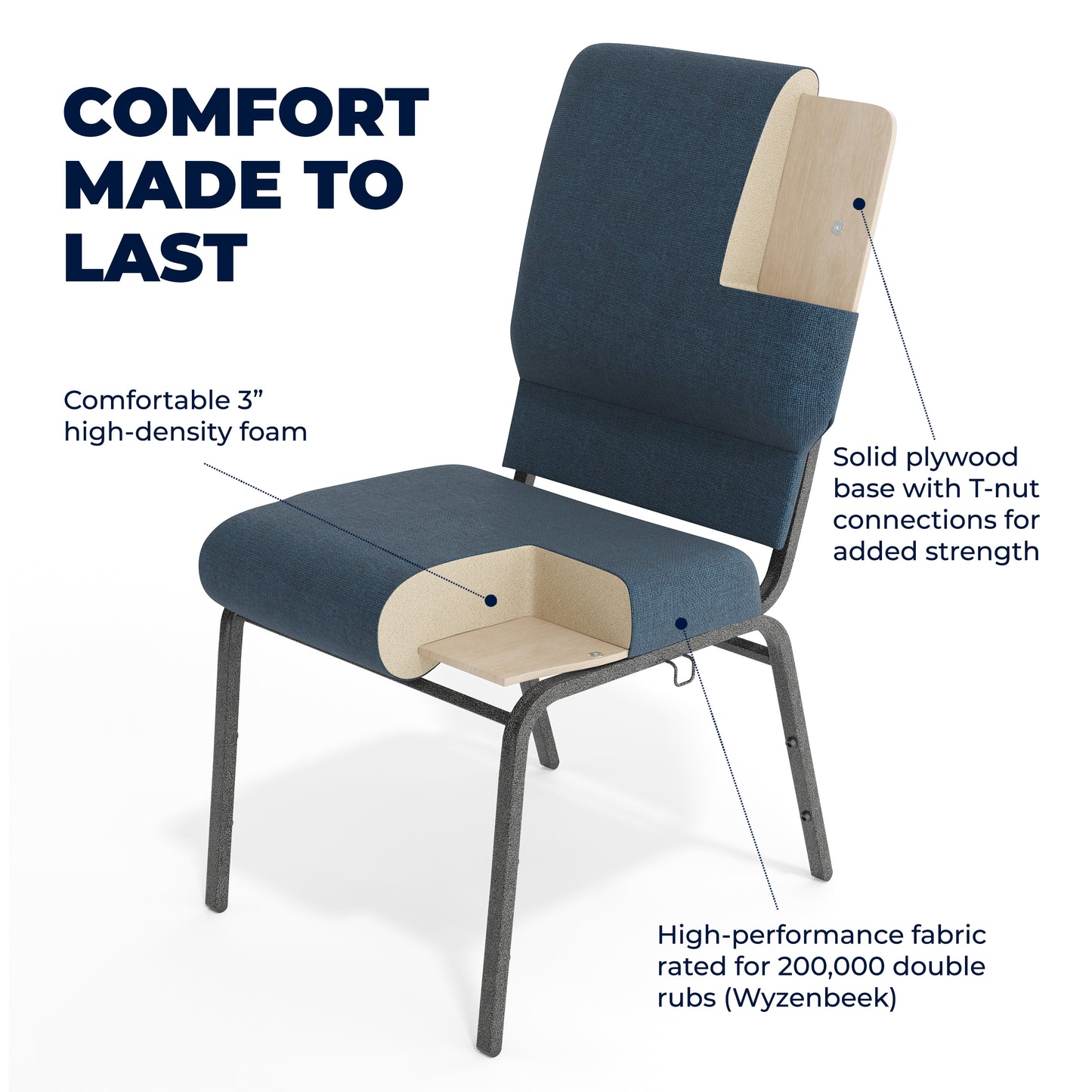 Advantage Navy Church Chairs 18.5 in. Wide