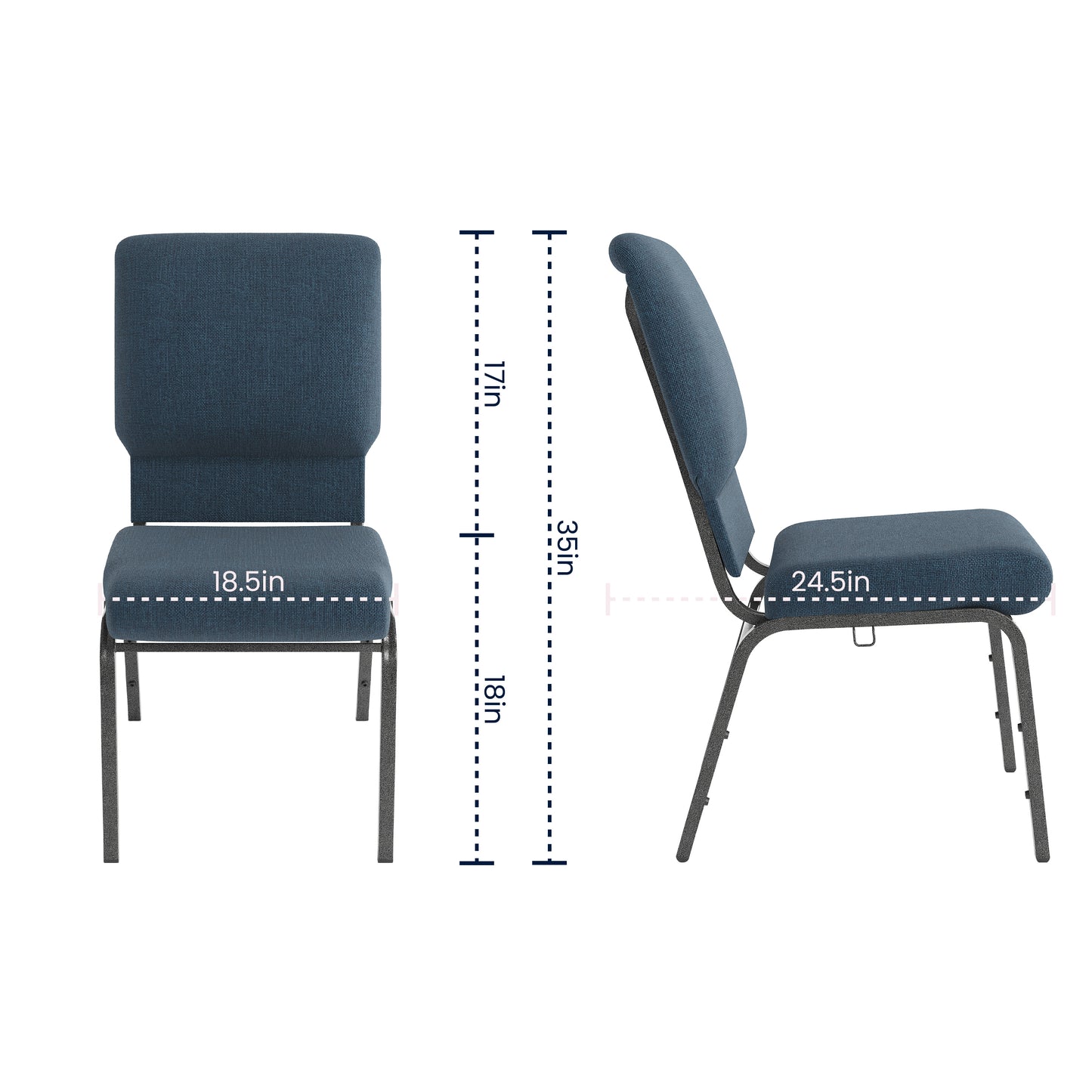 Advantage Navy Church Chairs 18.5 in. Wide