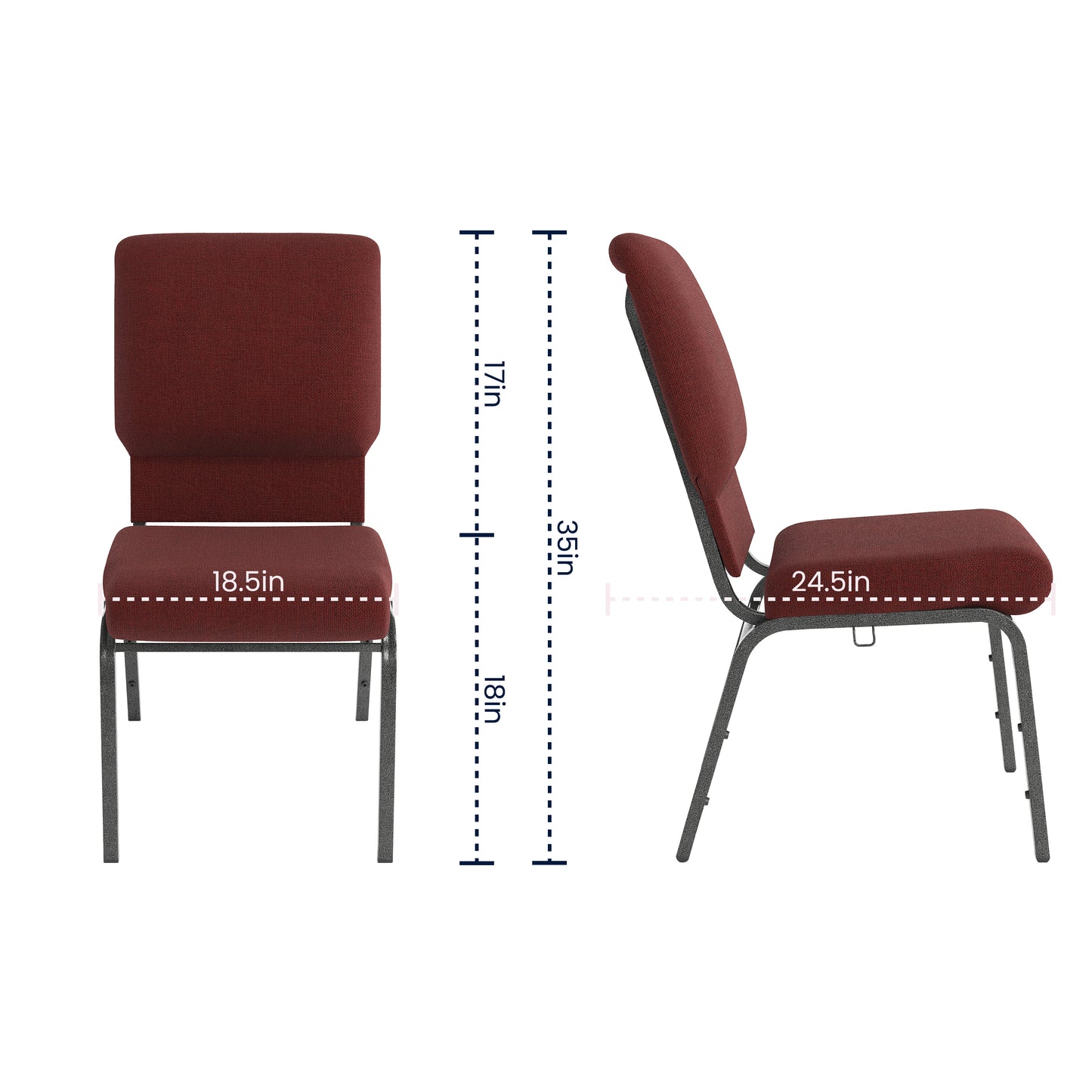Advantage Maroon Church Chairs 18.5 in. Wide