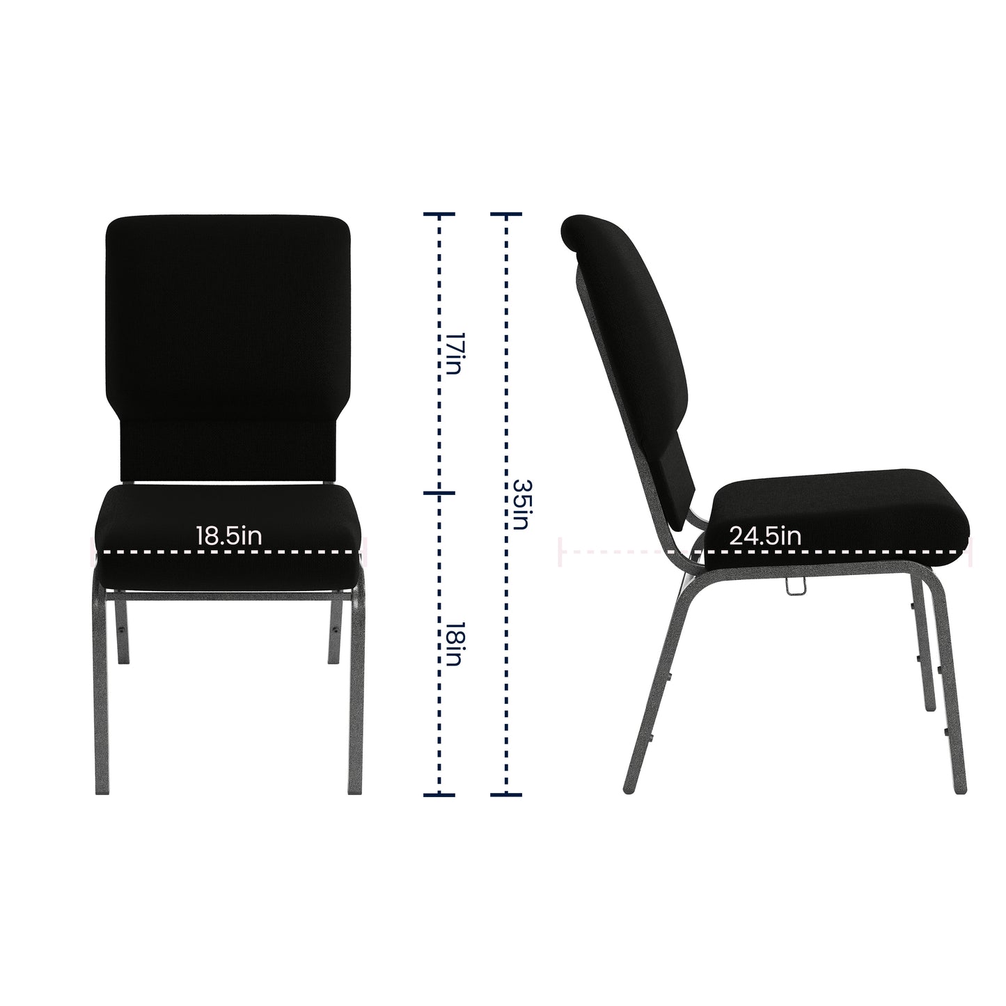Advantage Black Church Chairs 18.5 in. Wide