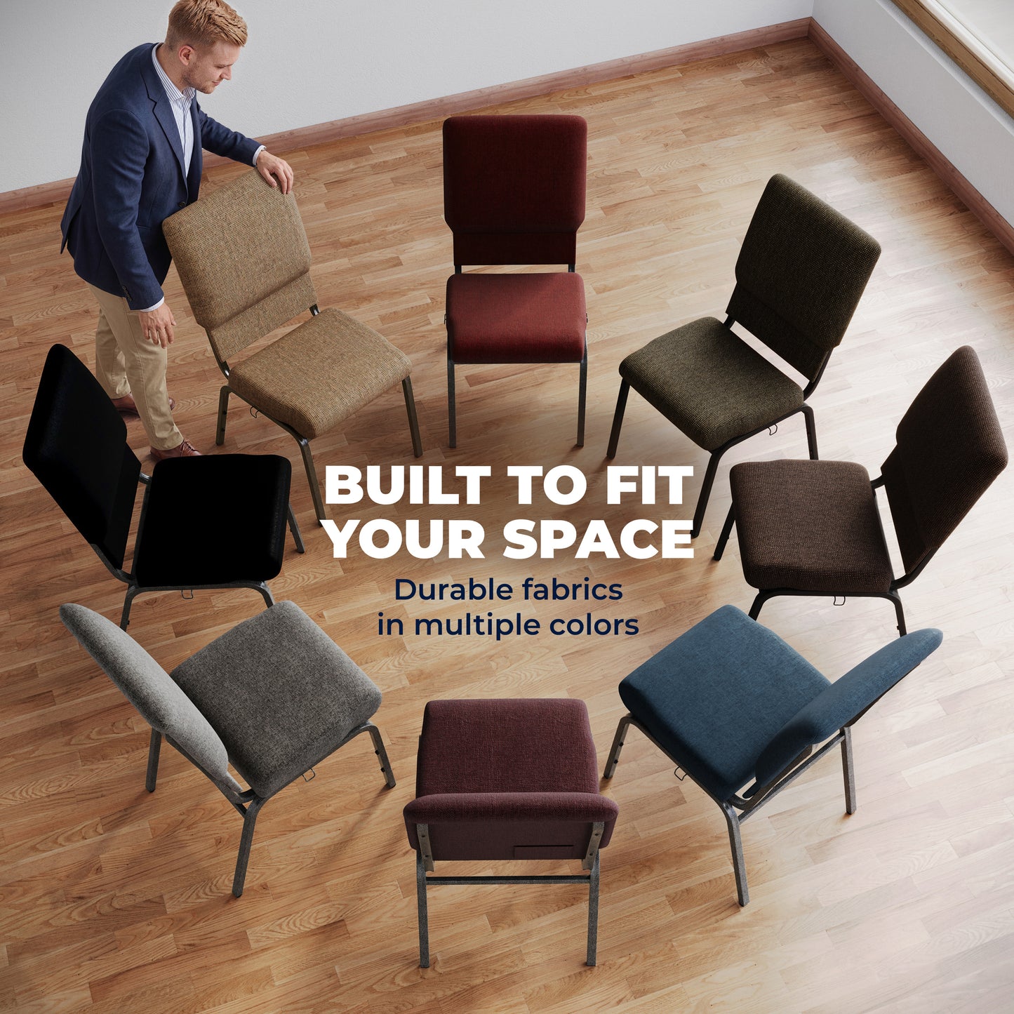 Advantage Black Church Chairs 18.5 in. Wide