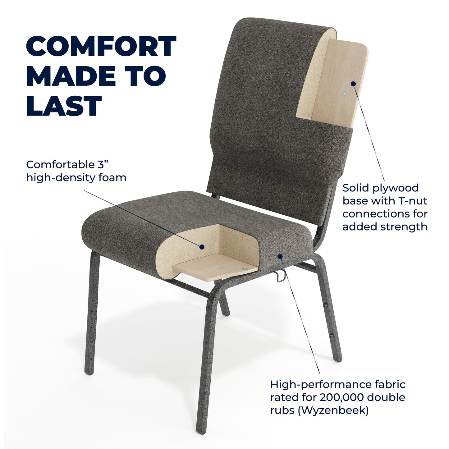 Advantage Charcoal Gray Church Chair 18.5 in. Wide