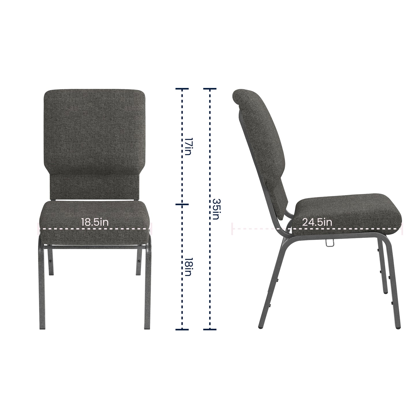Advantage Charcoal Gray Church Chair 18.5 in. Wide