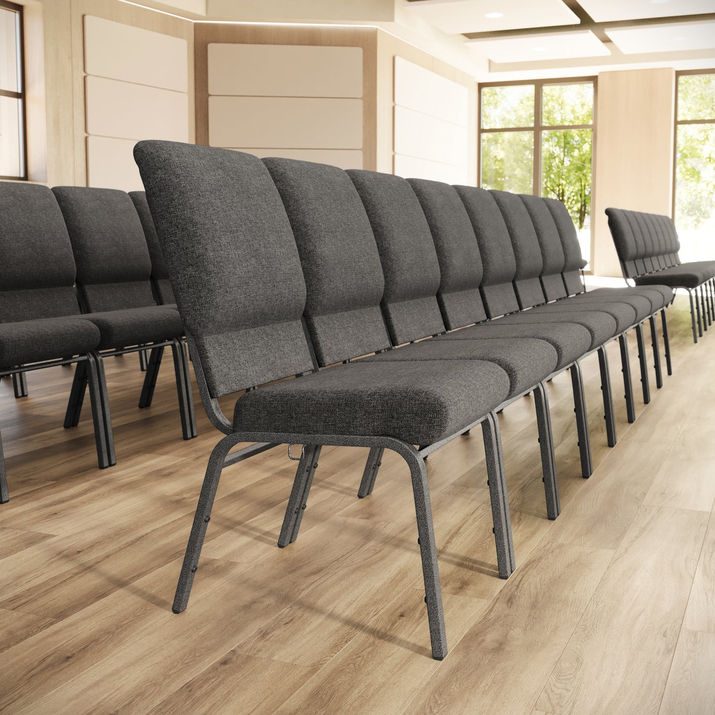 Advantage Charcoal Gray Church Chair 18.5 in. Wide