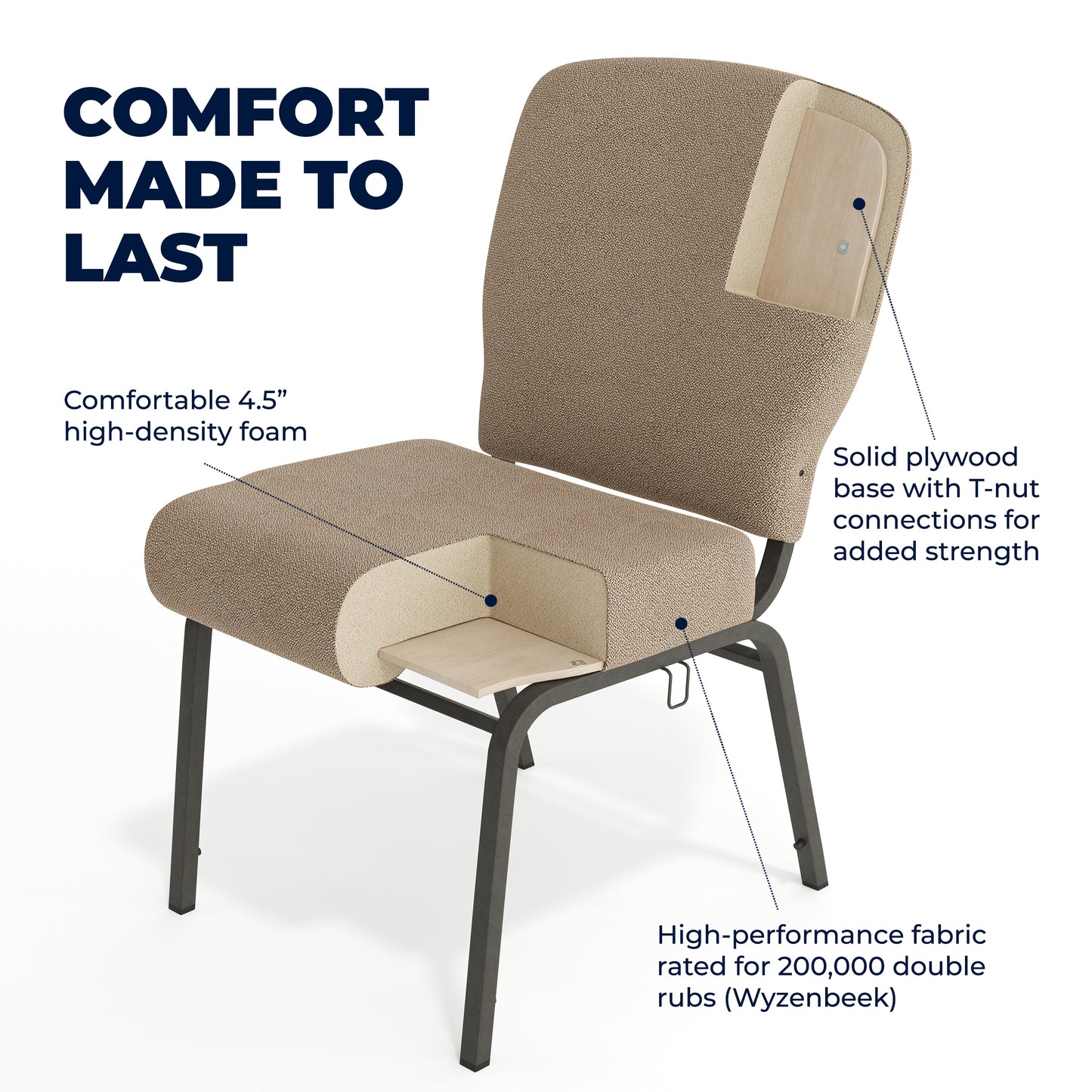 Advantage Signature Elite Tan Speckle Church Chair - 20 in. Wide