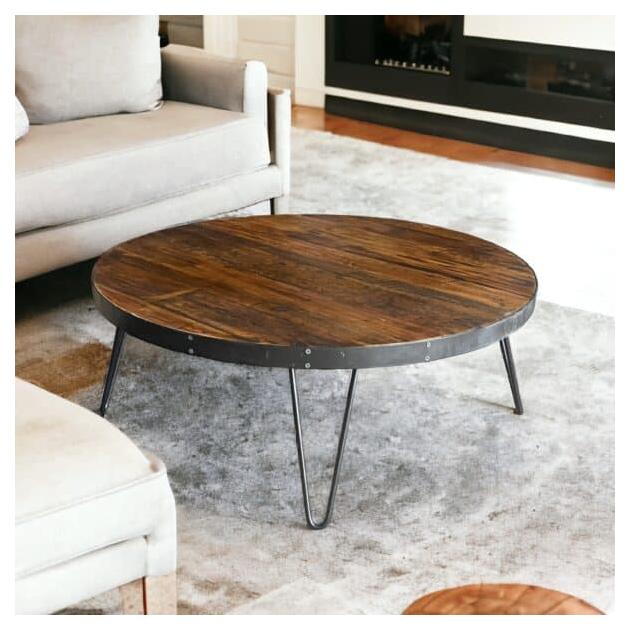 Rustic Reclaimed Wood Coffee Table with Hairpin Legs
