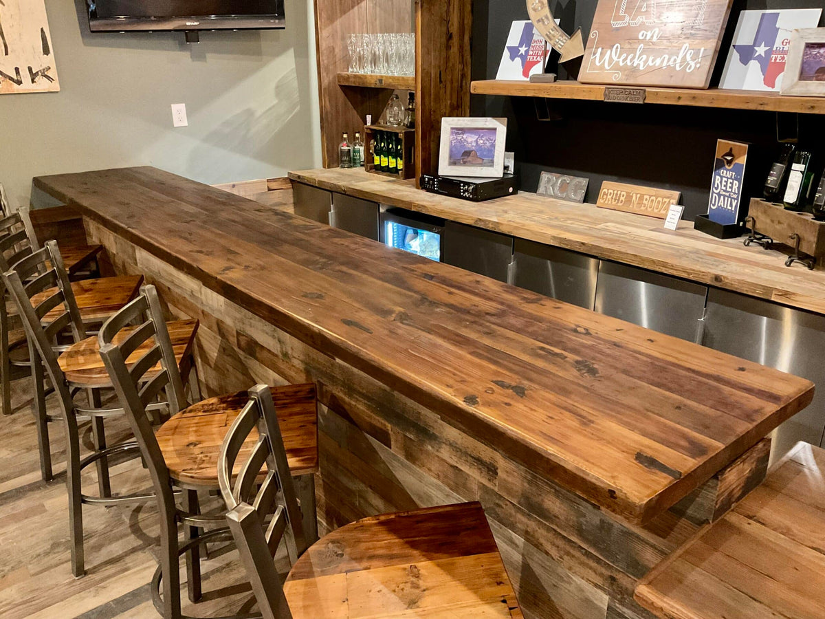 Solid 30"W Reclaimed Wood Bar Tops