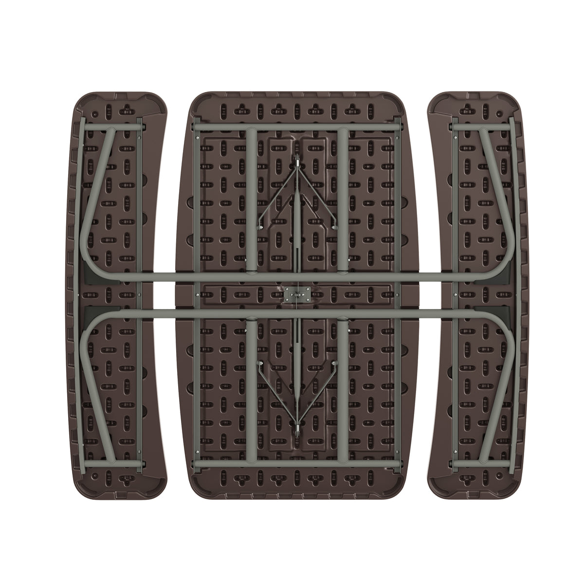 Paige Easy-Fold Brown Folding Plastic Kids Outdoor Picnic Table and Benches - Commercial Grade - Seating for 4 Kids