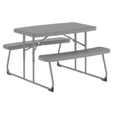 Paige Easy-Fold Gray Folding Plastic Kids Outdoor Picnic Table and Benches - Commercial Grade - Seating for 4 Kids