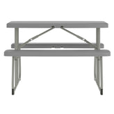 Paige Easy-Fold Gray Folding Plastic Kids Outdoor Picnic Table and Benches - Commercial Grade - Seating for 4 Kids