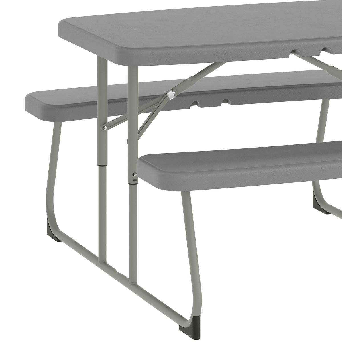Paige Easy-Fold Gray Folding Plastic Kids Outdoor Picnic Table and Benches - Commercial Grade - Seating for 4 Kids