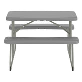 Paige Easy-Fold Gray Folding Plastic Kids Outdoor Picnic Table and Benches - Commercial Grade - Seating for 4 Kids