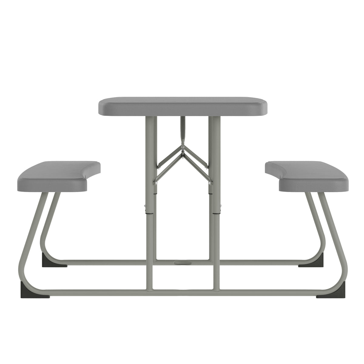 Paige Easy-Fold Gray Folding Plastic Kids Outdoor Picnic Table and Benches - Commercial Grade - Seating for 4 Kids