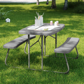 Paige Easy-Fold Gray Folding Plastic Kids Outdoor Picnic Table and Benches - Commercial Grade - Seating for 4 Kids