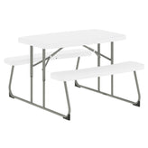 Paige Easy-Fold White Folding Plastic Kids Outdoor Picnic Table and Benches - Commercial Grade - Seating for 4 Kids