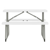 Paige Easy-Fold White Folding Plastic Kids Outdoor Picnic Table and Benches - Commercial Grade - Seating for 4 Kids