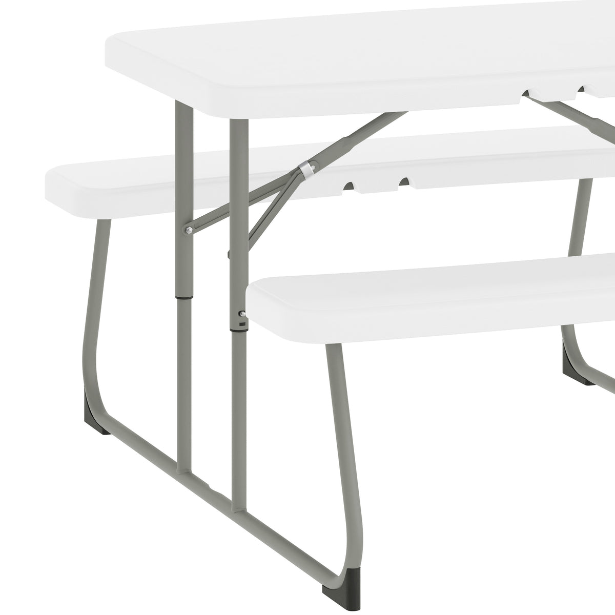 Paige Easy-Fold White Folding Plastic Kids Outdoor Picnic Table and Benches - Commercial Grade - Seating for 4 Kids